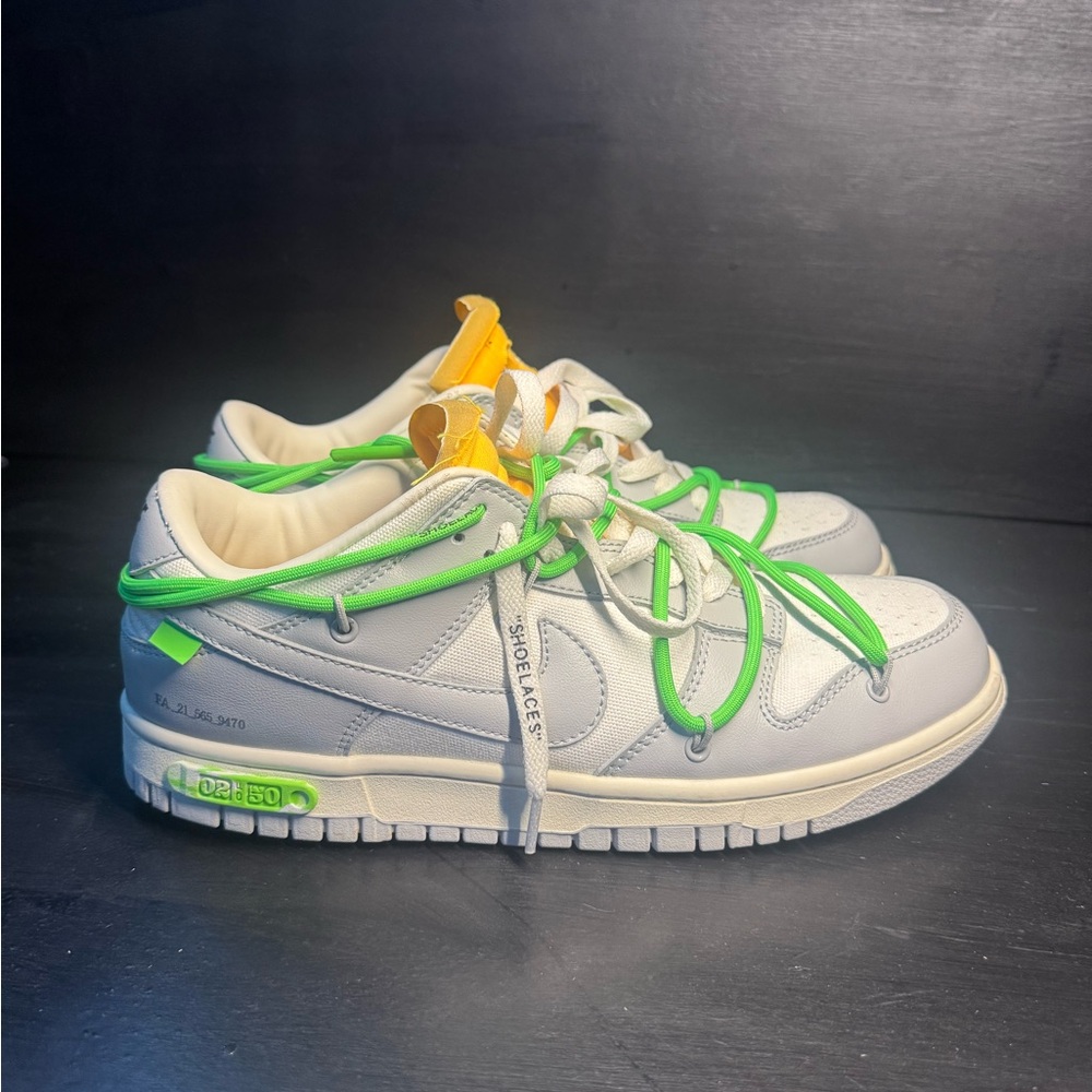 White and Green Sneakers Offwhite Dunk